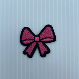 Pink bow coquette Iron on patch embroidered